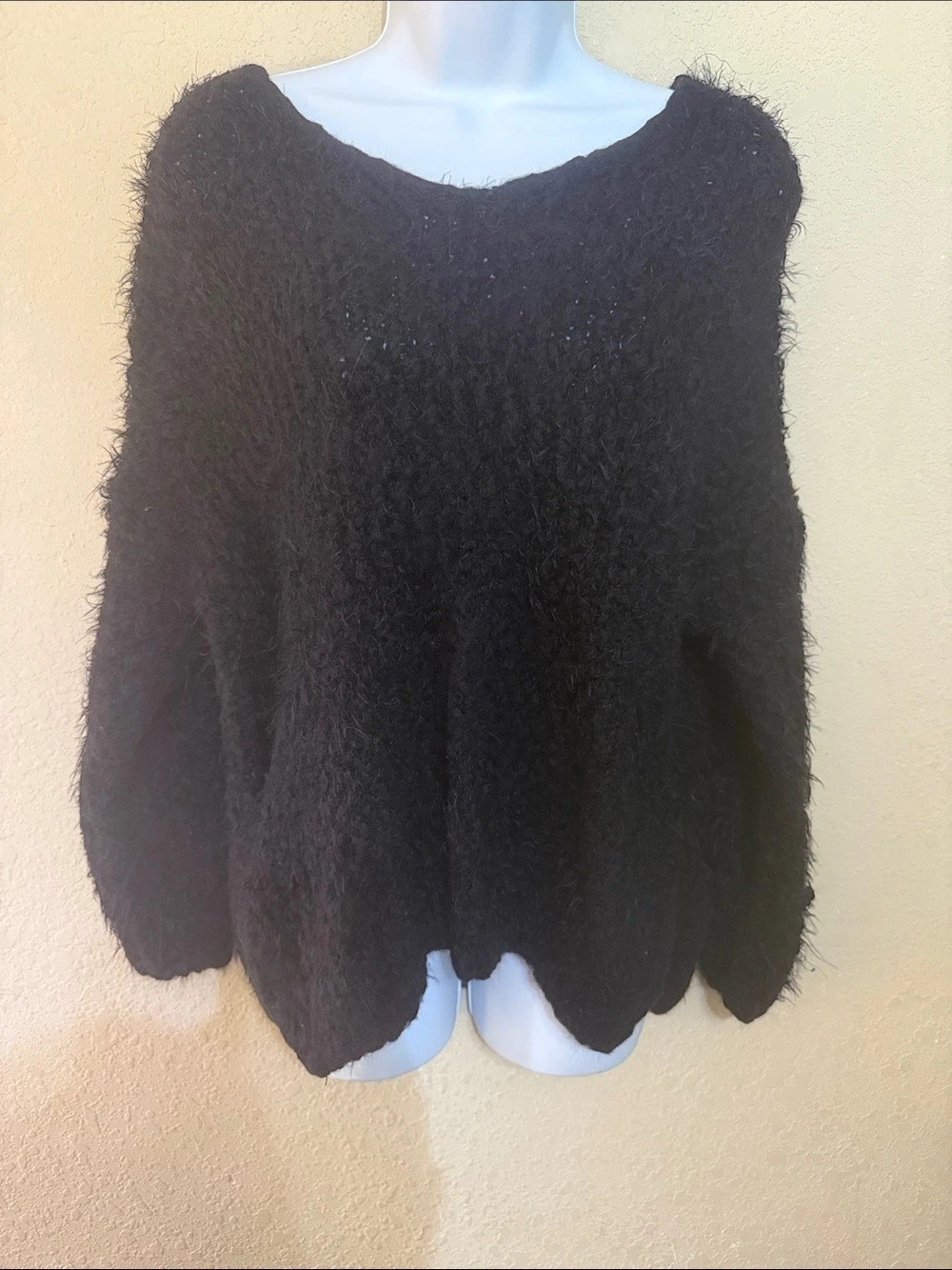 Altar’d State Black Fuzzy Knit Sweater Size Medium